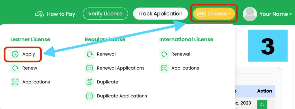 Apply for Learner Licence Punjab 2026 via Dastak App 14 DLIMS Learner license apply