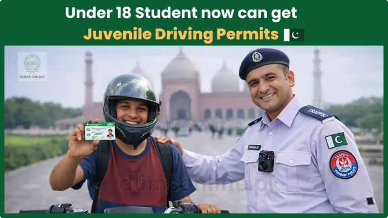 Juvenile Driving Permit Punjab 2026: Can 16-18 Year Olds Legally Ride Bikes? 10 Teenage student showing juvenile driving permit with Punjab traffic police officer in Lahore Pakistan under 18 motorcycle license 2026.
