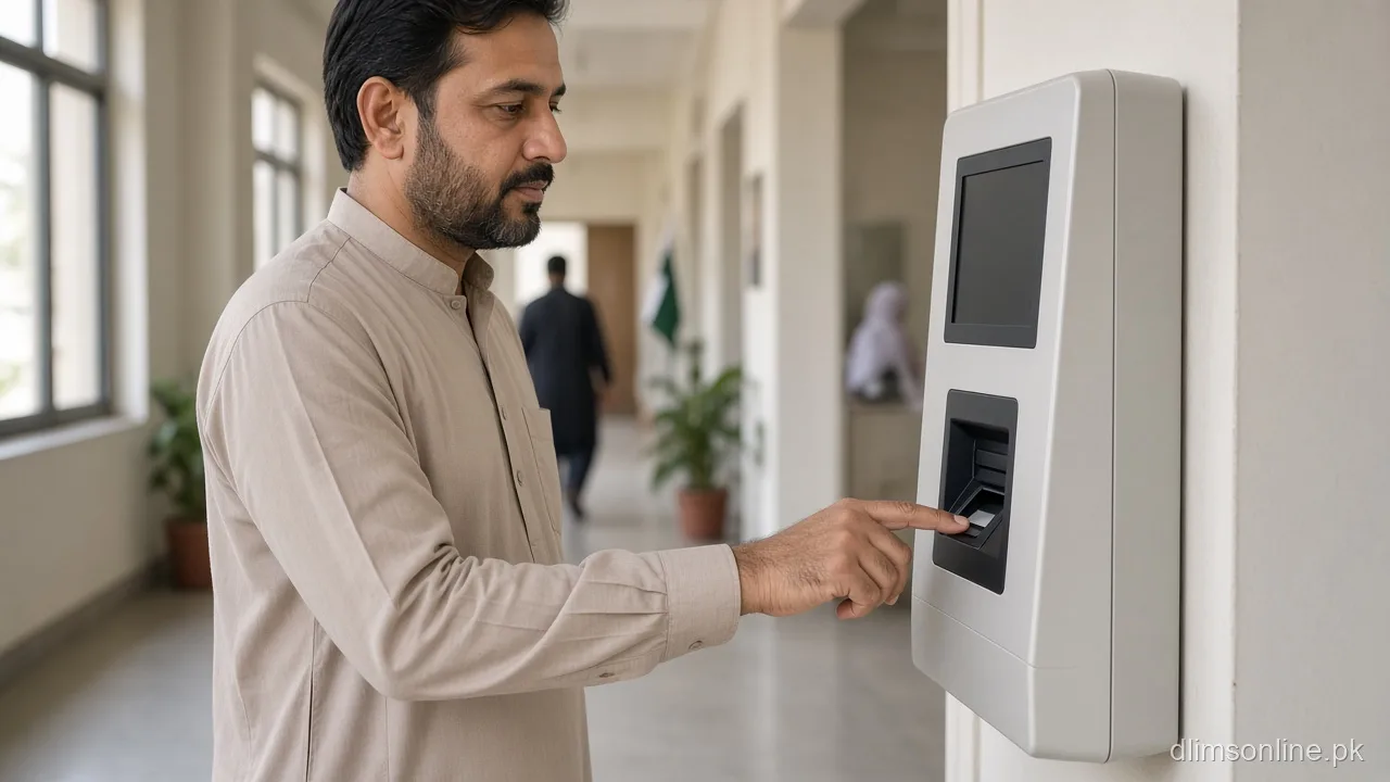 Applicant retrying fingerprint biometric scan at licensing centre