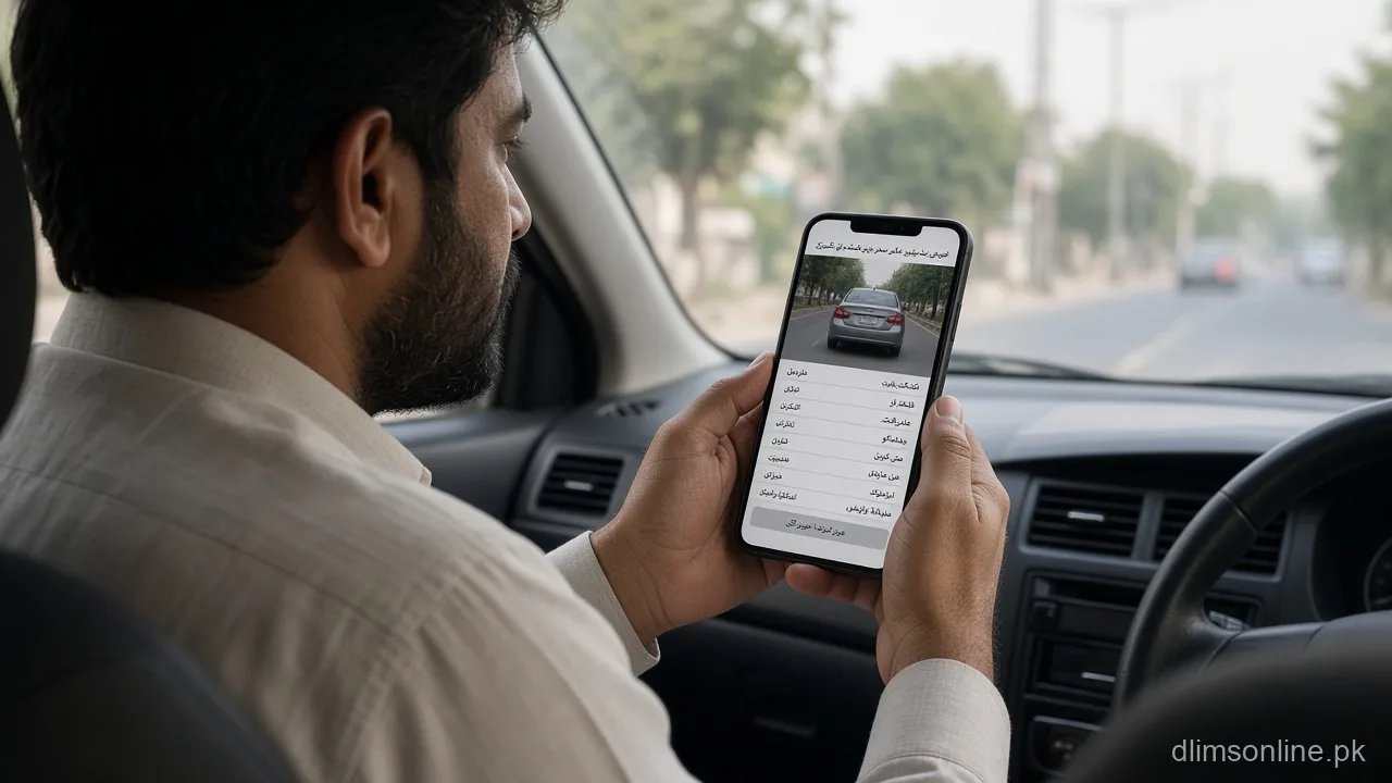 Pay Camera Challan Punjab 2026 | Safe PSID Steps 1 Driver checking camera e-challan payment notice on phone in car