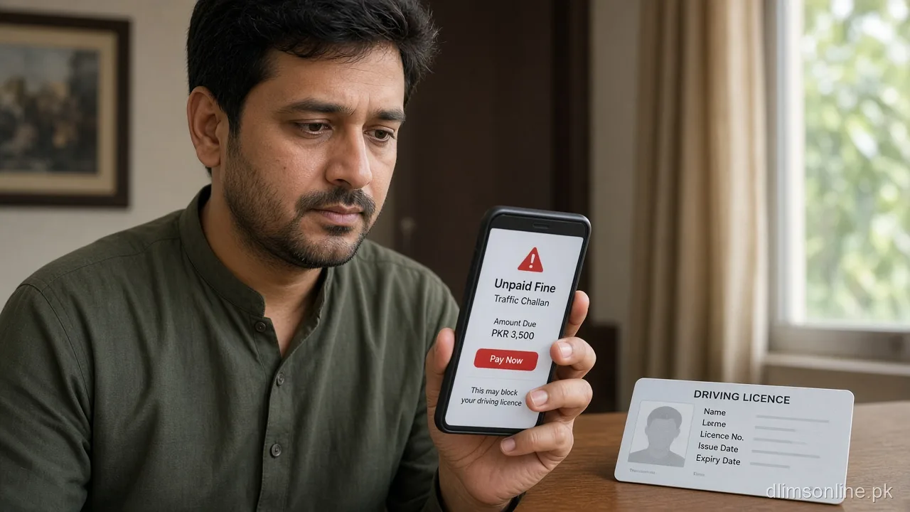 Driver checking unpaid challan that may block Punjab licence service