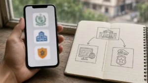 Phone and notebook comparing Dastak DLIMS and traffic app paths