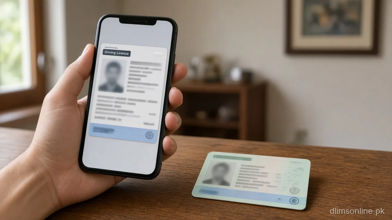 Person checking Punjab e-license digital driving licence on smartphone