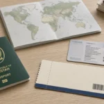 Passport and domestic licence on desk for International Driving Permit planning